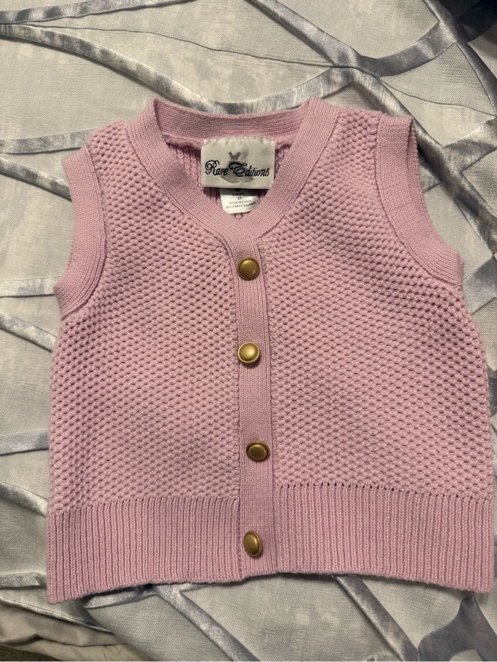 Rare Editions Lilac Knit Button-Front Decoration Sweater Vest - Picture 3 of 6